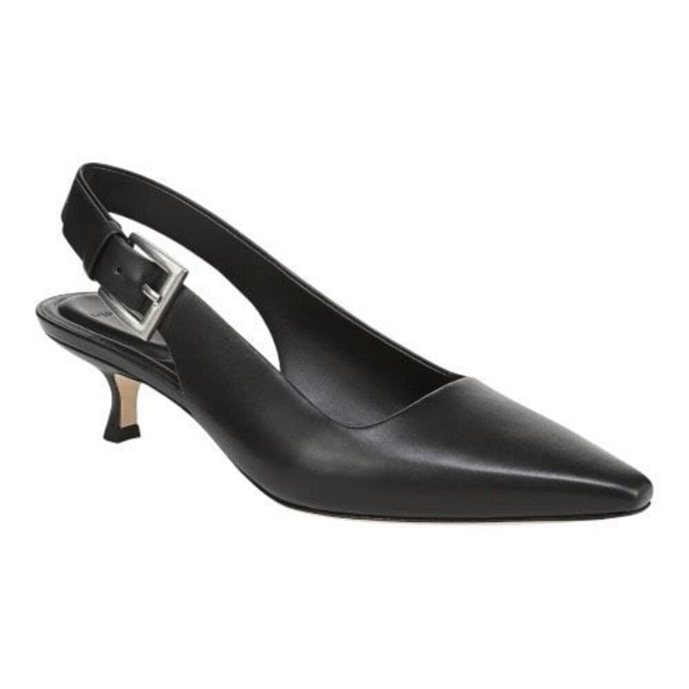 Vince Shasta Women’s Black Leather Kitten‎ Heel Office Slingback Pump Size 6